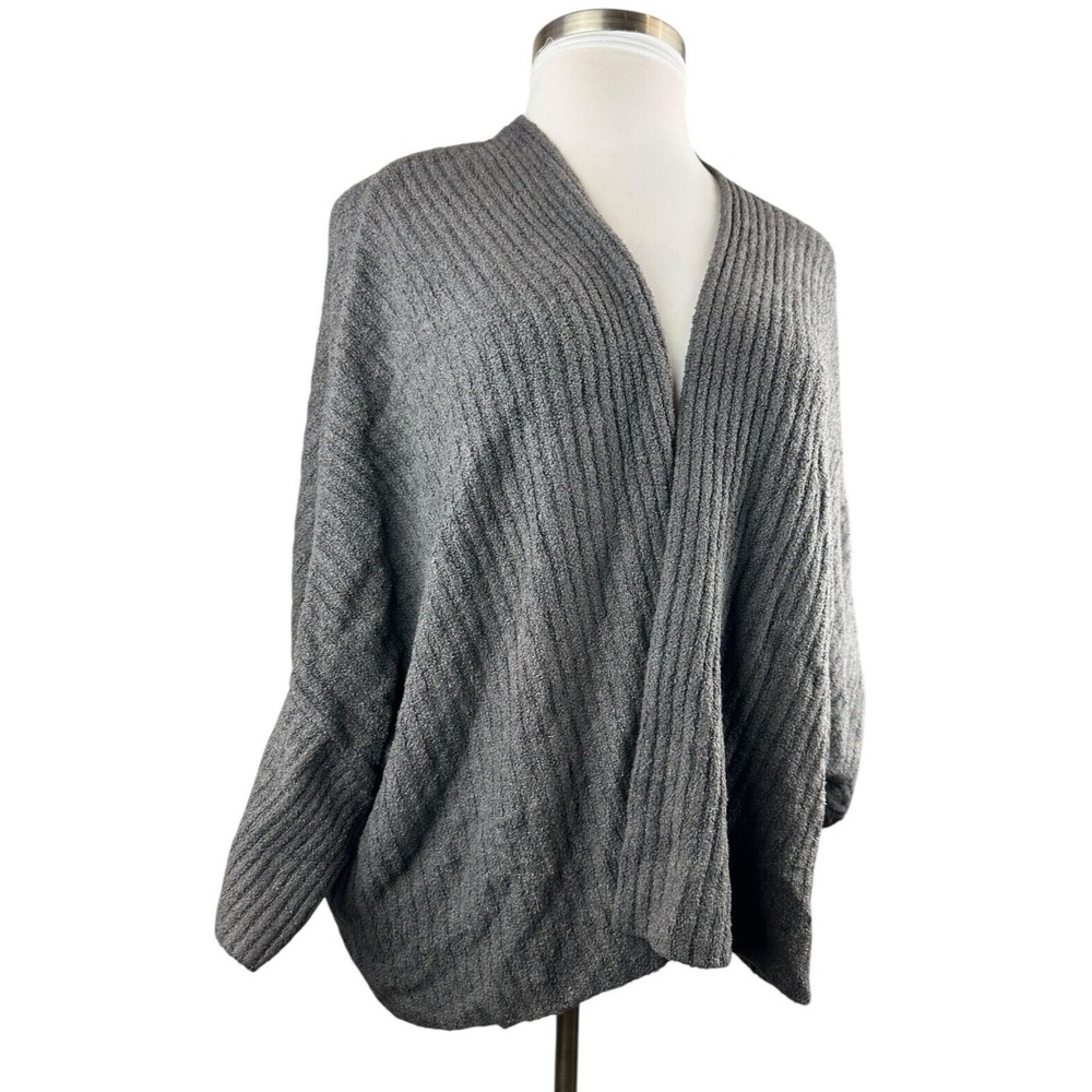 Barefoot Dreams Cozy Chic Lite Ribbed Shrug Cardigan Carbon Gray Plus Size 3X - Picture 3 of 12